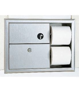 photo Recessed Sanitary Napkin Disposal and Toilet Tissue Dispenser