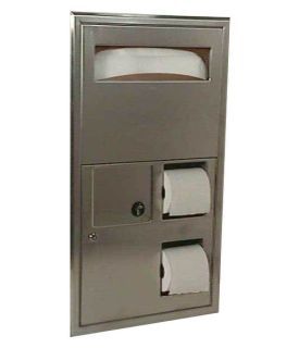 photo Recessed Seat-Cover Dispenser, Sanitary Napkin Disposal and Toilet Tissue Dispenser