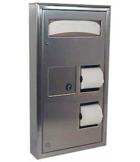 Surface mounted Seat-Cover Dispenser, Sanitary Napkin Disposal and Toilet Tissue Dispenser
