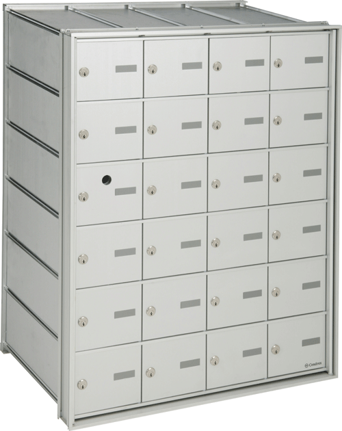 Rear loading horizontal mailbox for indoor use