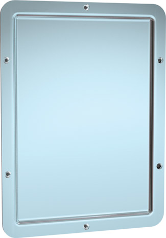 Miroir antivandal plaque acier inox. 12'' x 16'' 