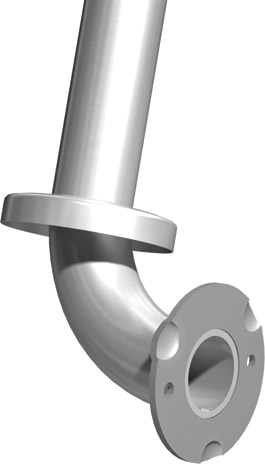 Two-Wall Grab Bar, 1-1/2" diameter, snap-on flange covers